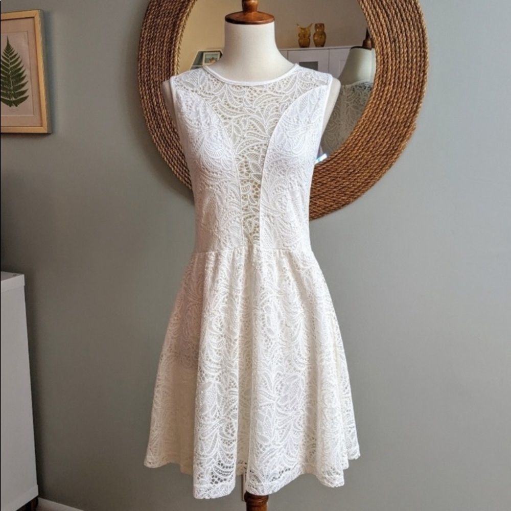 For Love & Lemons Lulu Fit & Flare Plunge Mini Skater Dress Size S View 3